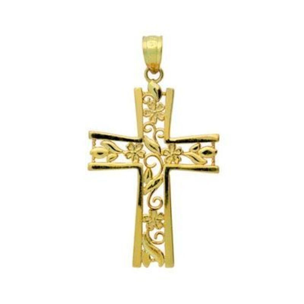 New Gold Vermeil Floral Cross Pendant – Timeless Grace Meets Modern Charm